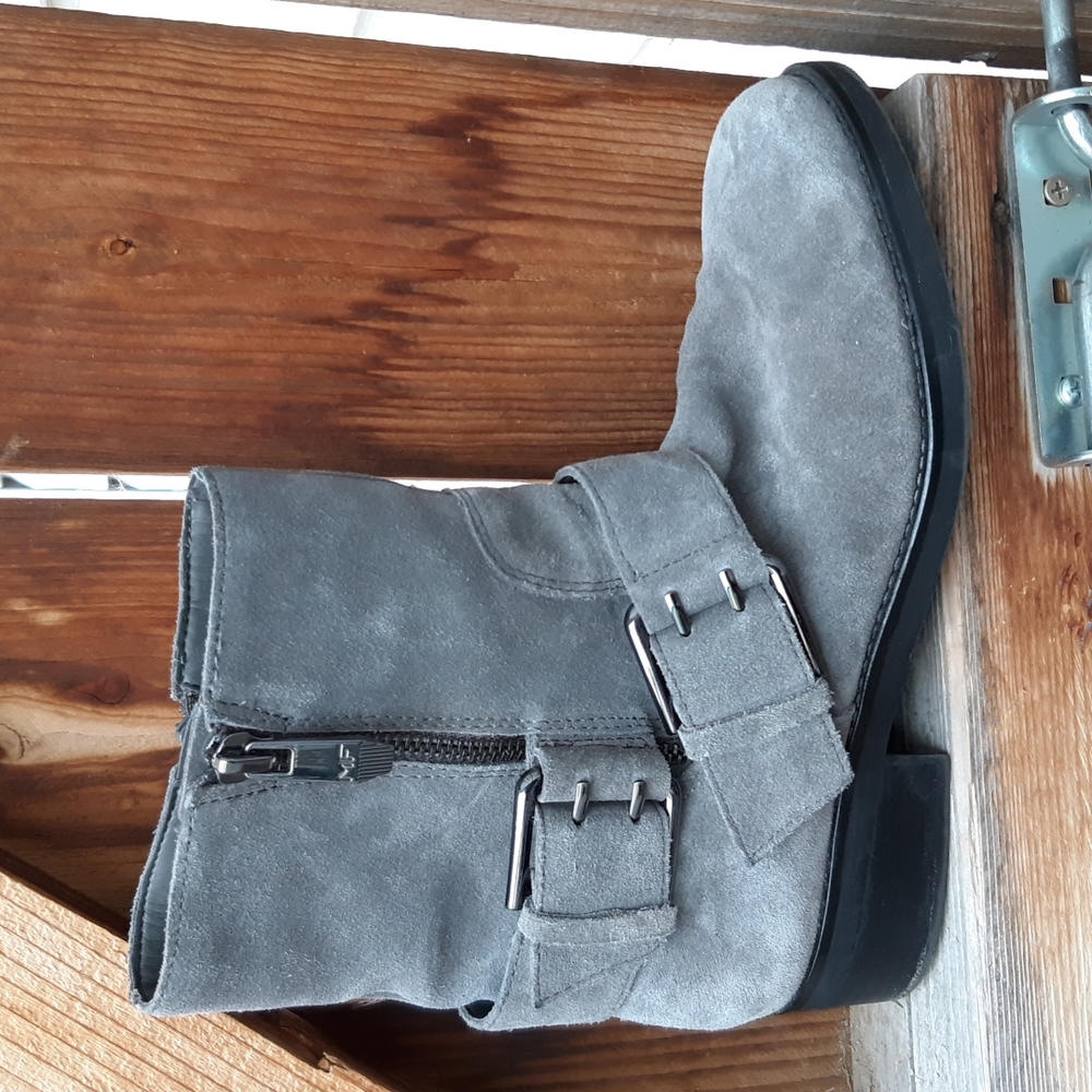 Marc Fisher parole gray suede leather moto boots - Picture 5 of 8